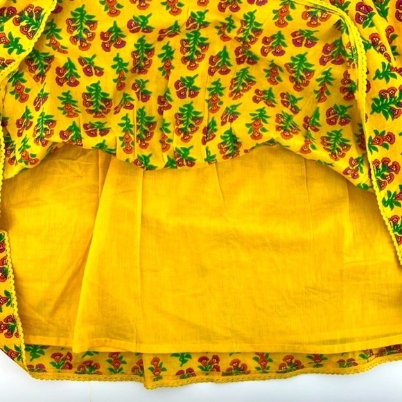 Maisie Nordstrom Yellow Floral Puff Sleeve Tie Neck Mini Dress Size Large - Picture 9 of 12